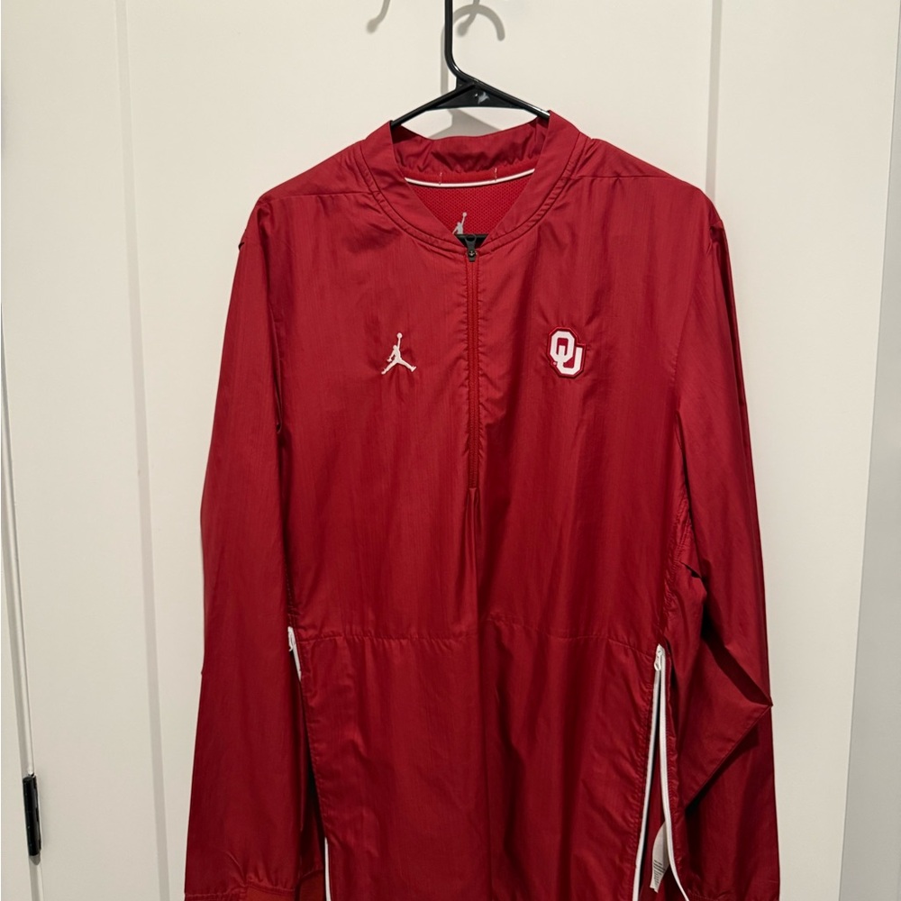 Red Jordan Windbreaker with Oklahoma Logo - Men’s size M